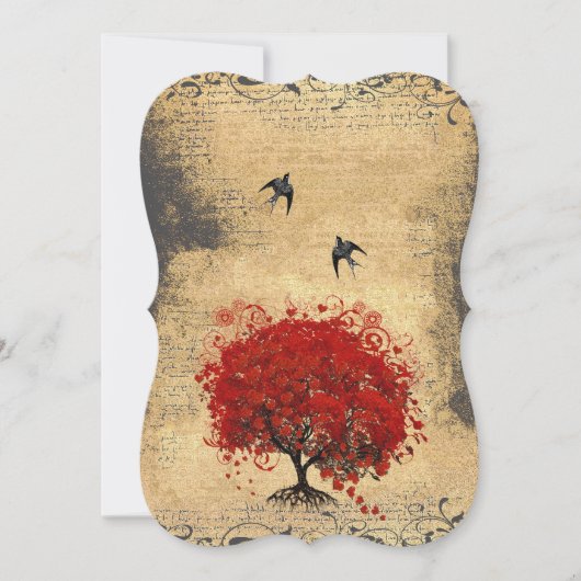 Rode hemdboom middeleeuwse renaissance bruiloft kaart (Voorkant)