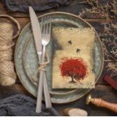 Rode hemdboom middeleeuwse renaissance bruiloft kaart