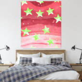 Rode hemel met sterren canvas afdruk (Insitu (Slaapkamer))