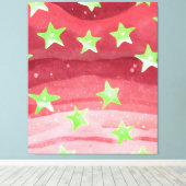 Rode hemel met sterren canvas afdruk (Insitu (Houten vloer))