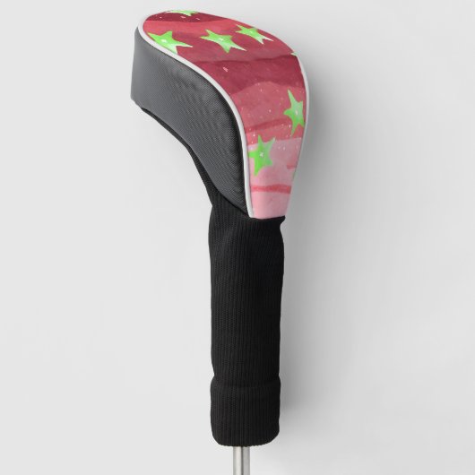 Rode hemel met sterren golfheadcover (Schuin)
