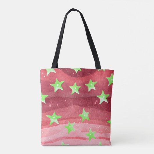 Rode hemel met sterren tote bag (Achterkant)