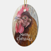 Rode Hen Kip Foto Kerstmis Keramisch Ornament (Links)