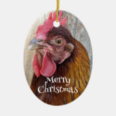 Rode Hen Kip Foto Kerstmis Keramisch Ornament (Voorkant)