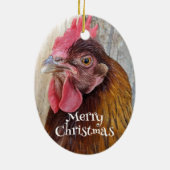 Rode Hen Kip Foto Kerstmis Keramisch Ornament (Achterkant)