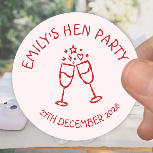 Rode Hen Party Bachelorette Toast Ronde Sticker