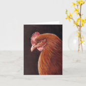 Rode Hen Profiel Bird Art Note Kaart (Gele Bloem)