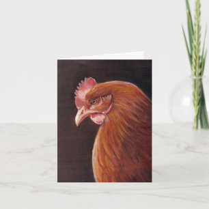 Rode Hen Profiel Bird Art Note Kaart
