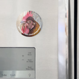 Rode Hen Werkt voor Kippenvoer Grappige Magneet