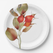 Rode Herfst bessen Waterverf Floral Papieren Bordje (Voorkant)