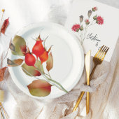 Rode Herfst bessen Waterverf Floral Papieren Bordje