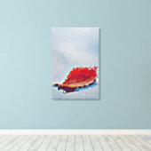 Rode Herfst Blad Drijvend Op Water Canvas Afdruk (Insitu (Houten vloer))