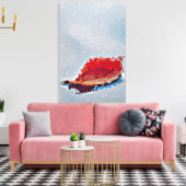 Rode Herfst Blad Drijvend Op Water Canvas Afdruk (Insitu (Woonkamer))