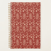 Rode Herfst Bladgroen Botanisch Patroon Planner (Voorkant)