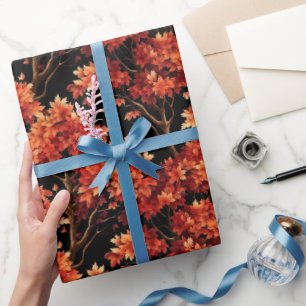 Rode Herfst esdoorn naadloze patroonafbeelding Cadeaupapier