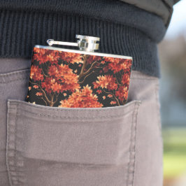 Rode Herfst esdoorn naadloze patroonafbeelding Heupfles