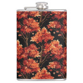 Rode Herfst esdoorn naadloze patroonafbeelding Heupfles (Voorkant)