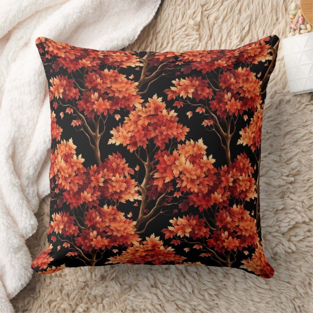 Rode Herfst esdoorn naadloze patroonafbeelding Kussen (Deken)