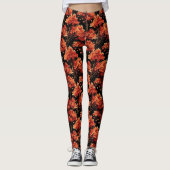 Rode Herfst esdoorn naadloze patroonafbeelding Leggings (Voorkant)