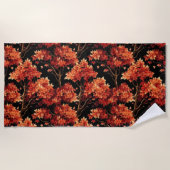 Rode Herfst esdoorn naadloze patroonafbeelding Strandlaken (Voorkant)