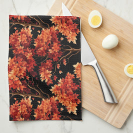 Rode Herfst esdoorn naadloze patroonafbeelding Theedoek