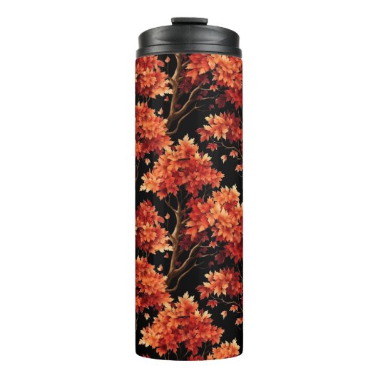 Rode Herfst esdoorn naadloze patroonafbeelding Thermosbeker (Voorkant)