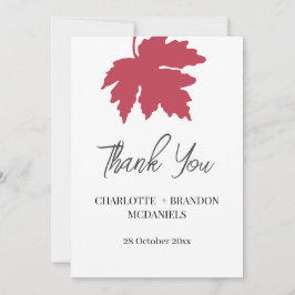 Rode herfst esdoornblad Huwelijk Bedankt 