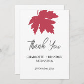 Rode Herfst Esdoornblad Huwelijk Bedankt  (Voorkant / Achterkant)