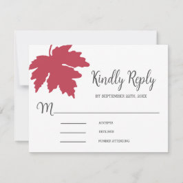 Rode Herfst Esdoornblad Huwelijksreactiekaart RSVP Kaartje