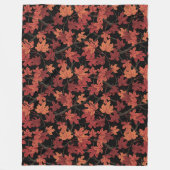 Rode herfst esdoornbladeren op zwart fleece deken (Voorkant)