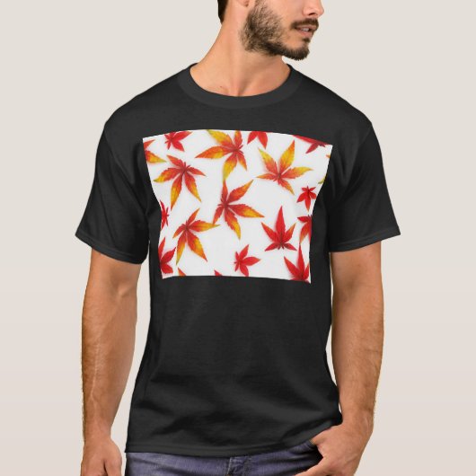 Rode herfst esdoornbladeren t-shirt (Voorkant)