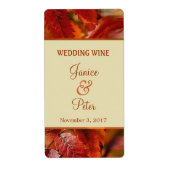 Rode herfst herfst bladeren Wedding Wine Label (Voorkant)