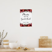 Rode Herfst herfst Floral Wedding Guest Book Sign Poster (Keuken)