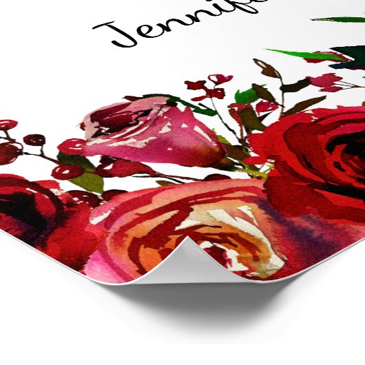 Rode Herfst herfst Floral Wedding Welkomstteken Poster (Hoek)