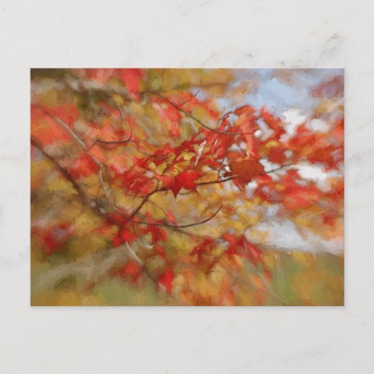 Rode herfst laat Abstracte verf over Briefkaart (Voorkant)