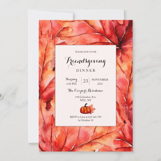 Rode herfst laat pompoen Thanksgiving Kaart (Voorkant)