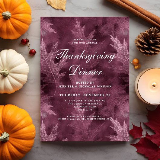 Rode herfst laat Thanksgiving diner Kaart