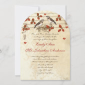 Rode Herfst Leaf  Lovebird Wedding Kaart (Voorkant)