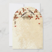 Rode Herfst Leaf  Lovebird Wedding Kaart (Achterkant)