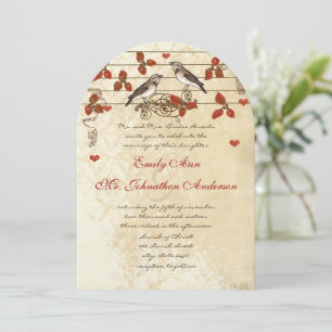 Rode Herfst Leaf  Lovebird Wedding Kaart