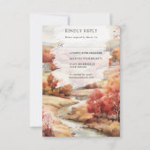 Rode Herfst Rivier Bos Bruiloft RSVP Kaartje (Voorkant)