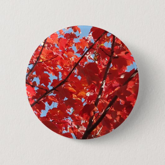 Rode Herfst Ronde Button 5,7 Cm (Voorkant)