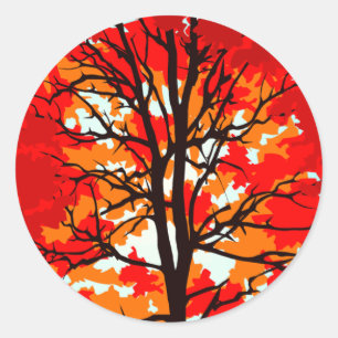 Rode Herfst Ronde Sticker