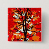 Rode Herfst Vierkante Button 5,1 Cm (Voorkant)