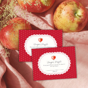 Rode herfst vintage appel luier raffle baby shower informatiekaartje