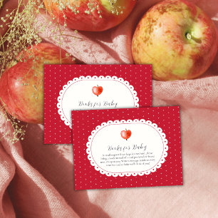 Rode herfst vintage appelboeken voor babyshower informatiekaartje