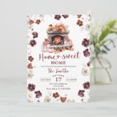 Rode Herfst Wildflower Home Sweet Home Housewarmin Kaart (Staand voorkant)