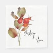 Rode herfstbessen en bladeren in waterverf servet (Voorkant)