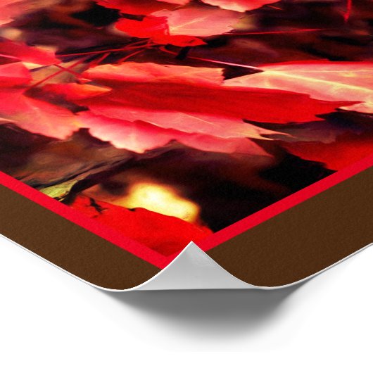 Rode herfstbladeren Natuur schilderij Abstract Poster (Hoek)