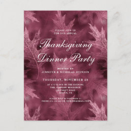 Rode herfstbladeren Thanksgiving dinerfeest Uitnodiging Briefkaart